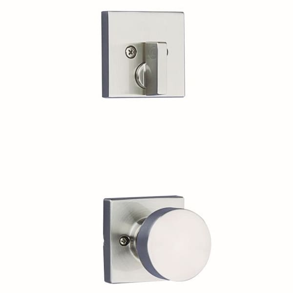 Single Cylinder Interior Pismo Knob Trim with Square Rose Satin Nickel Finish